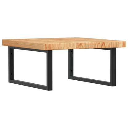 Basin Shelf Wall Mounted Steel and Solid Wood Oak