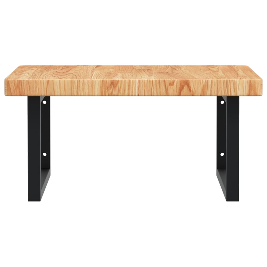 Basin Shelf Wall Mounted Steel and Solid Wood Oak