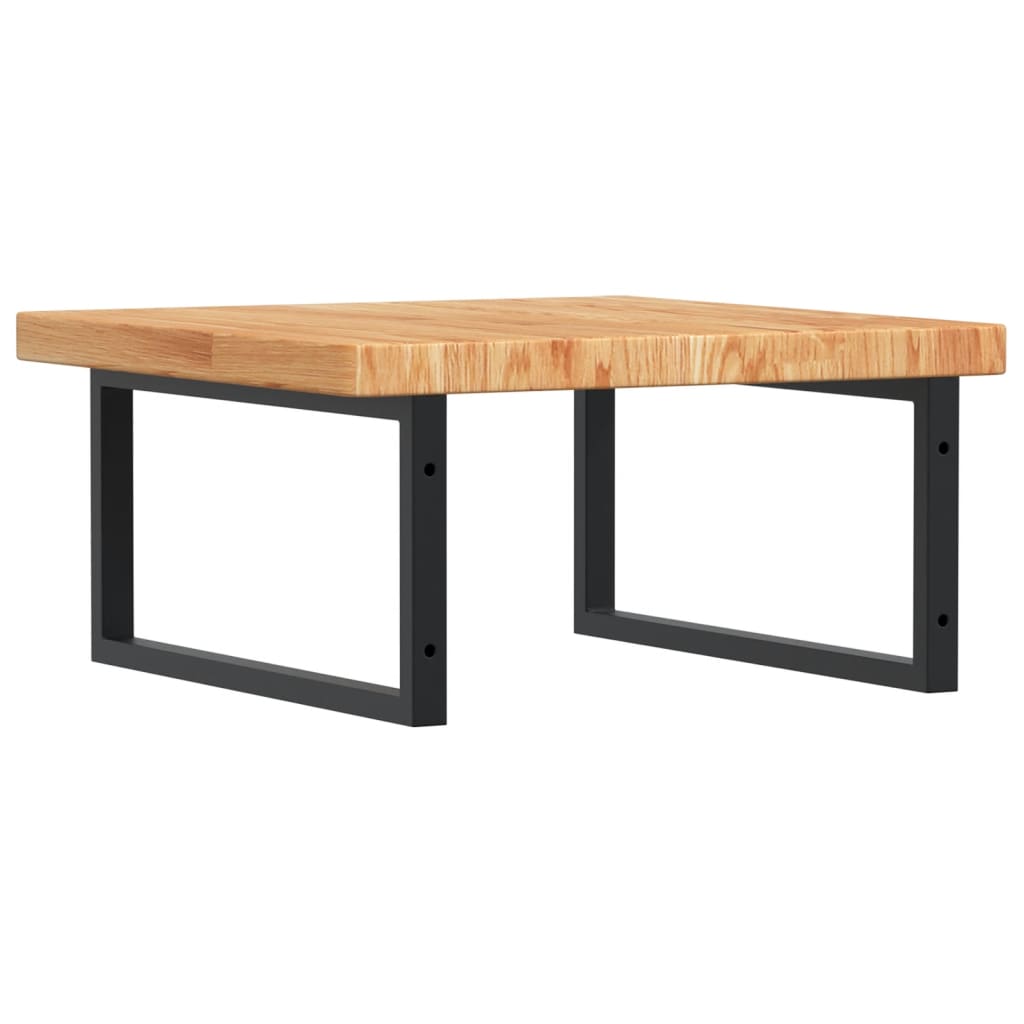 Basin Shelf Wall Mounted Steel and Solid Wood Oak