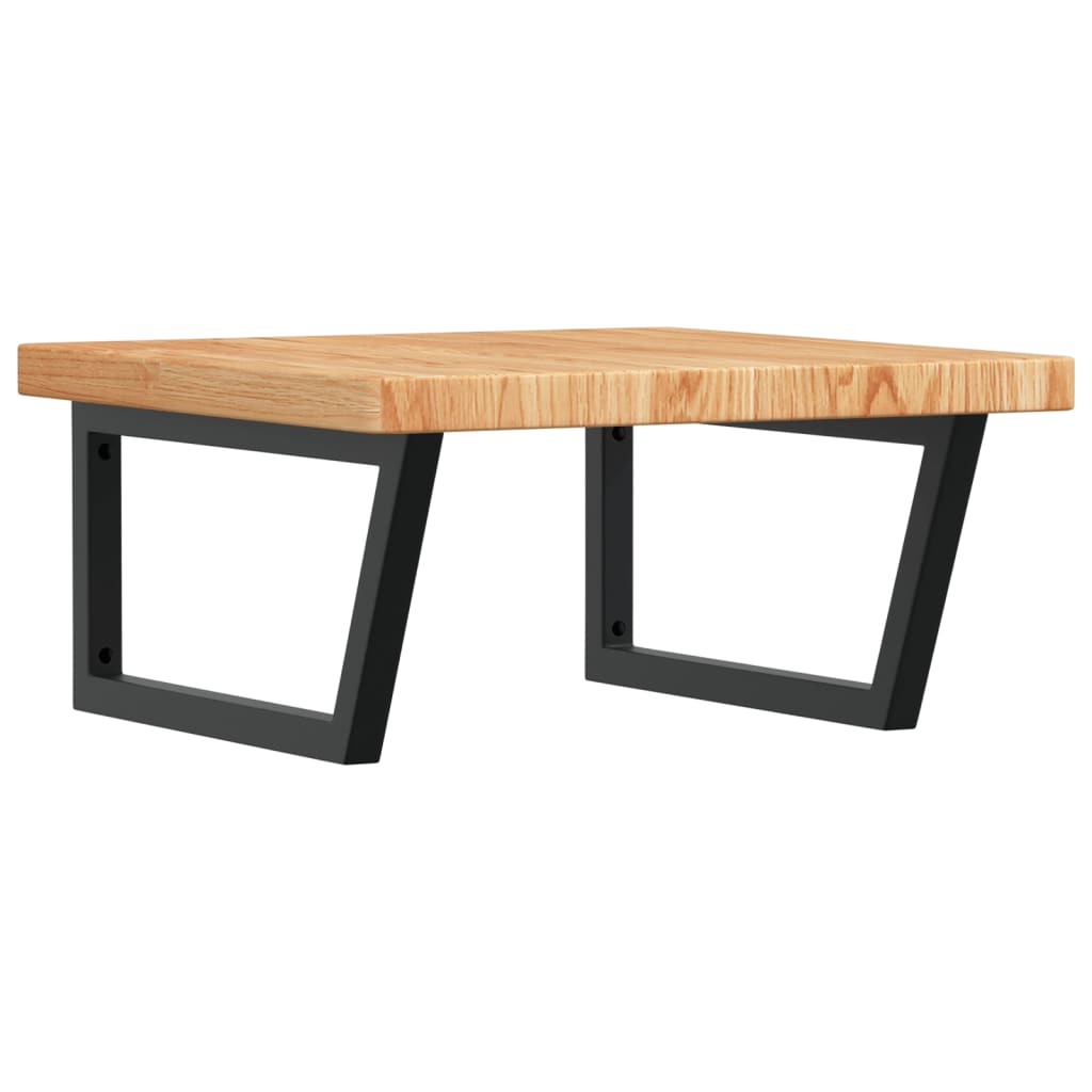 Basin Shelf Wall Mounted Steel and Solid Wood Oak