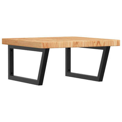 Basin Shelf Wall Mounted Steel and Solid Wood Oak