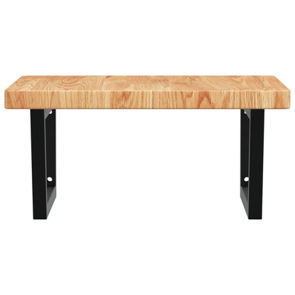 Basin Shelf Wall Mounted Steel and Solid Wood Oak