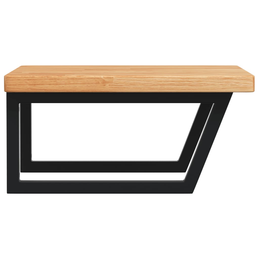 Basin Shelf Wall Mounted Steel and Solid Wood Oak