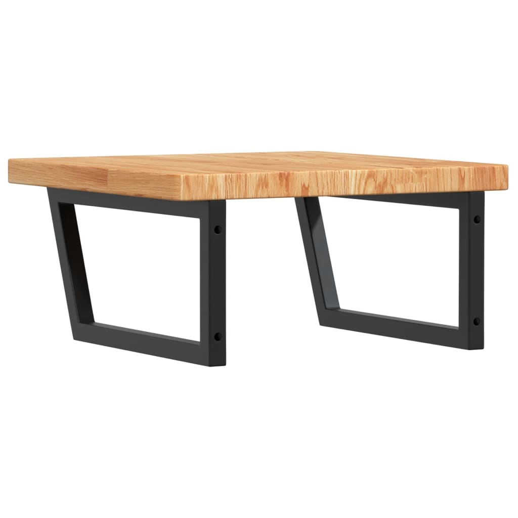 Basin Shelf Wall Mounted Steel and Solid Wood Oak