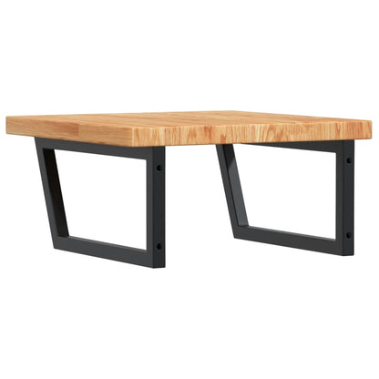 Basin Shelf Wall Mounted Steel and Solid Wood Oak