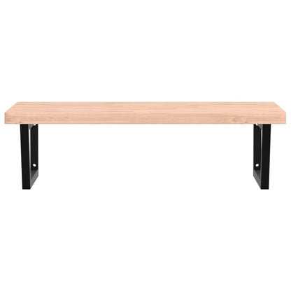 Basin Shelf Wall Mounted Steel and Solid Wood Beech