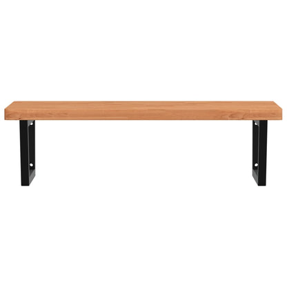 Basin Shelf Wall Mounted Steel and Solid Wood Beech