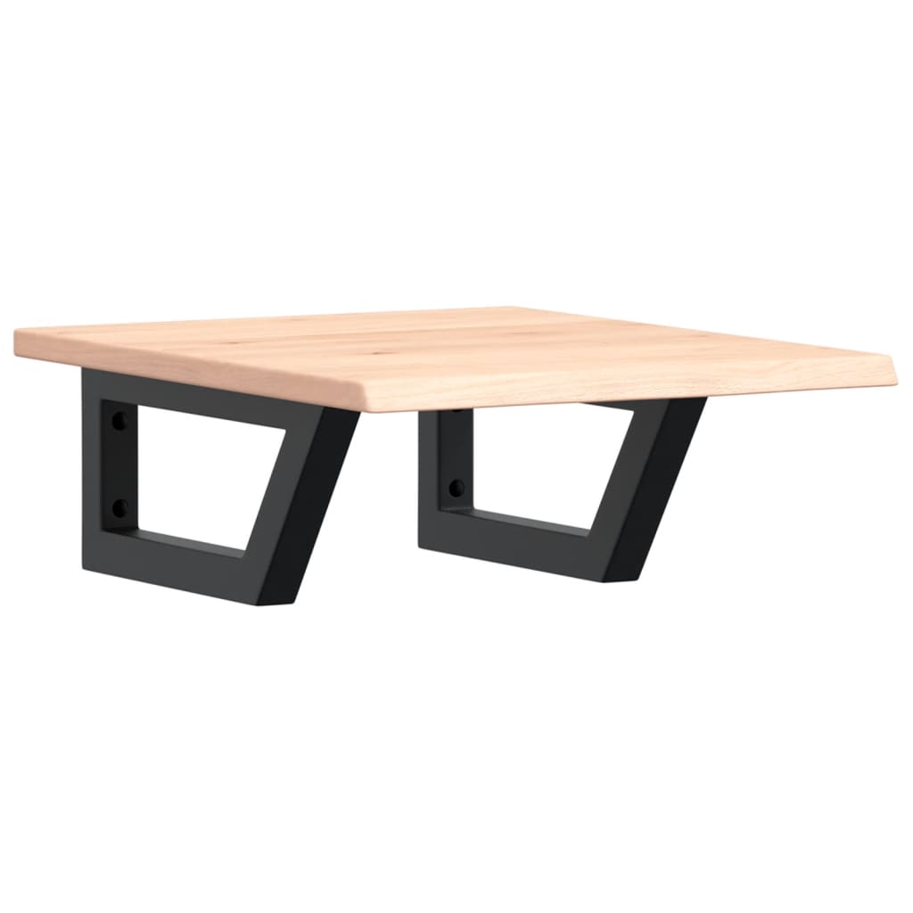 Basin Shelf Wall Mounted Steel and Solid Wood Oak