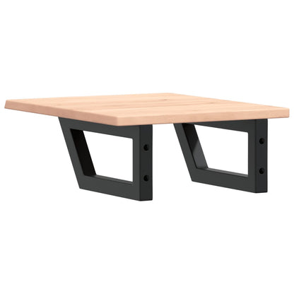 Basin Shelf Wall Mounted Steel and Solid Wood Oak