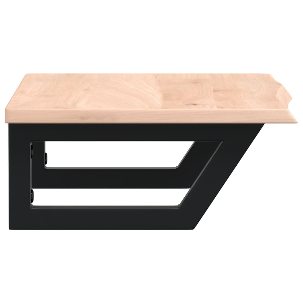Basin Shelf Wall Mounted Steel and Solid Wood Oak