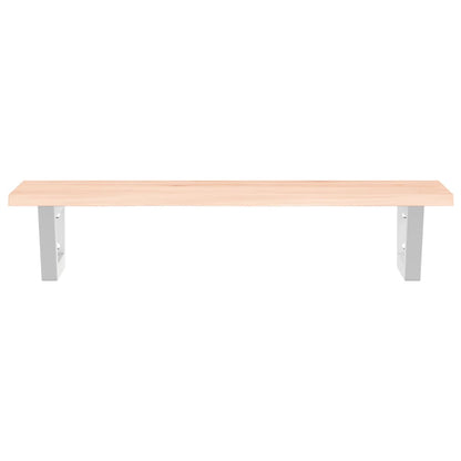 Basin Shelf Wall Mounted Steel and Solid Wood Oak