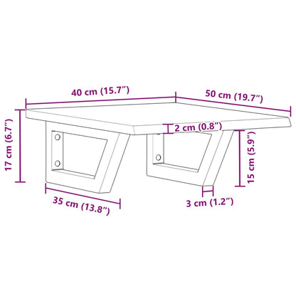 Basin Shelf Wall Mounted Steel and Solid Wood Oak