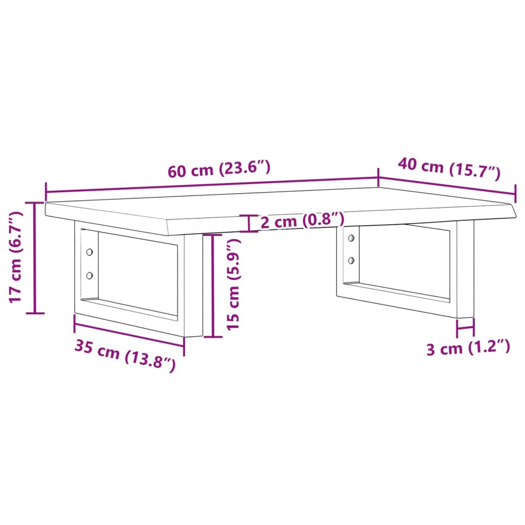 Basin Shelf Wall Mounted Steel and Solid Wood Oak