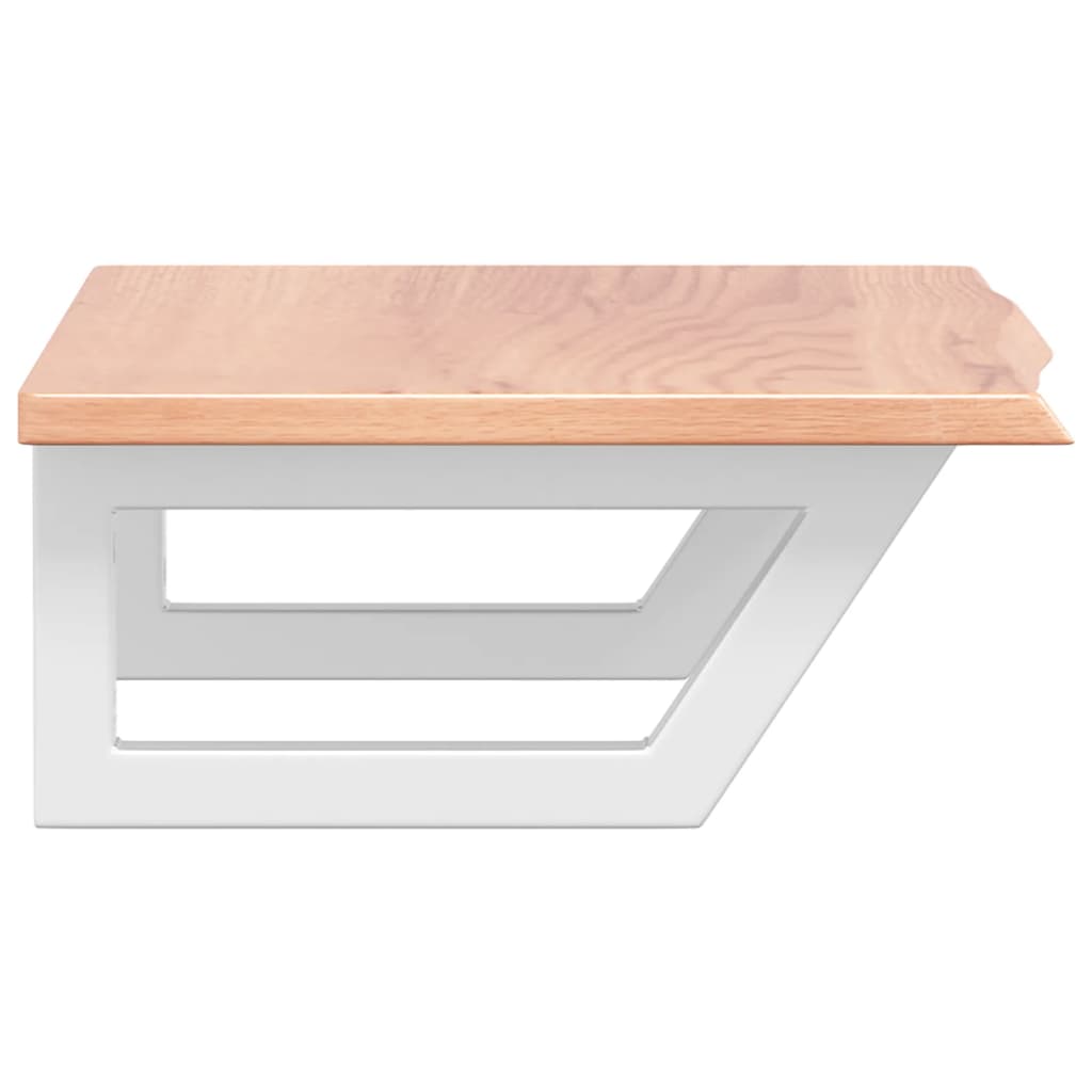 Basin Shelf Wall Mounted Steel and Solid Wood Oak
