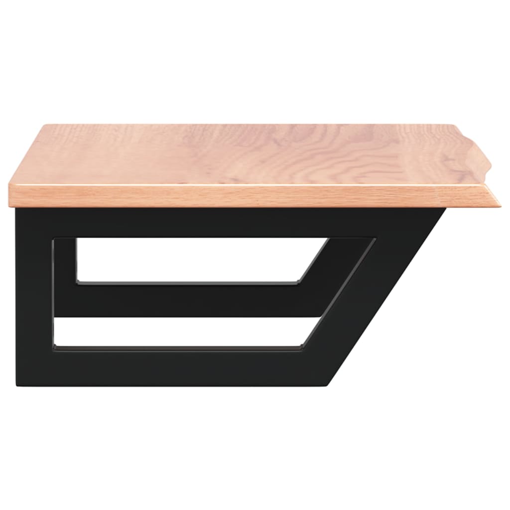 Basin Shelf Wall Mounted Steel and Solid Wood Oak