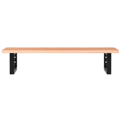 Basin Shelf Wall Mounted Steel and Solid Wood Oak