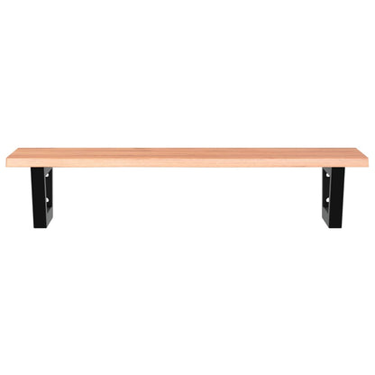 Basin Shelf Wall Mounted Steel and Solid Wood Oak