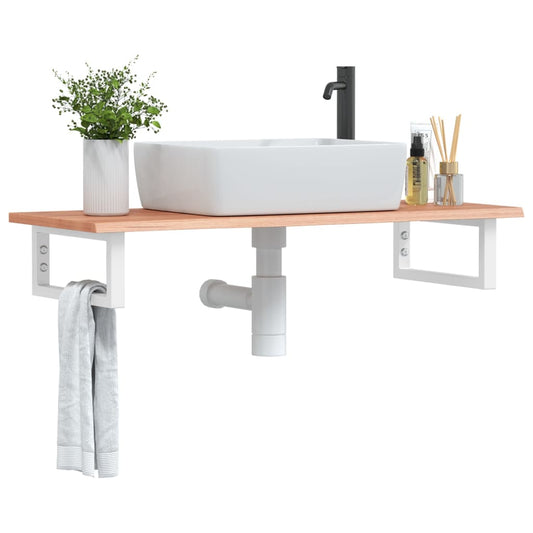 Basin Shelf | Light brown, White | Solid oak wood, Steel | 100 cm