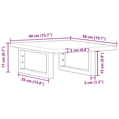 Basin Shelf Wall Mounted Steel and Solid Wood Oak