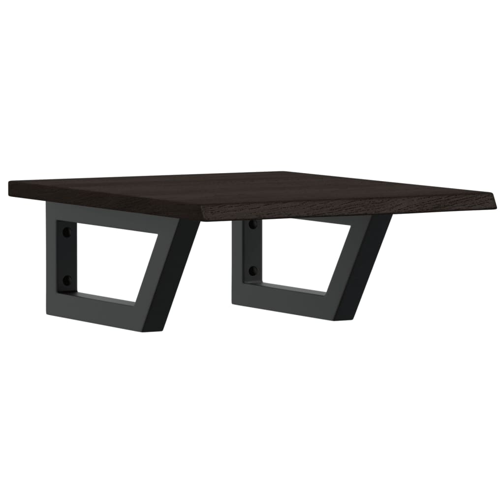 Basin Shelf Wall Mounted Steel and Solid Wood Oak