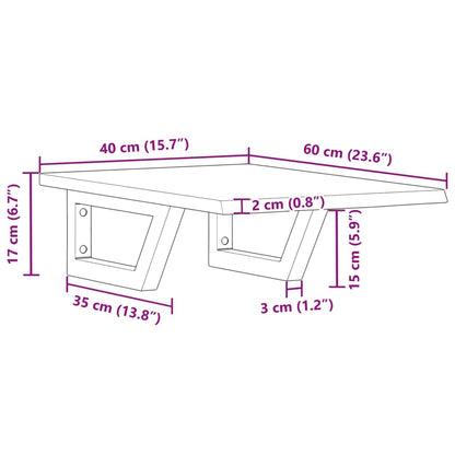 Basin Shelf Wall Mounted Steel and Solid Wood Oak