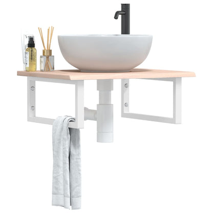 Basin Shelf Wall Mounted Steel and Solid Wood Oak