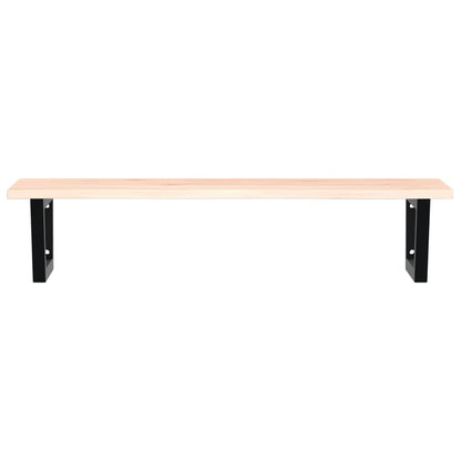 Basin Shelf Wall Mounted Steel and Solid Wood Oak