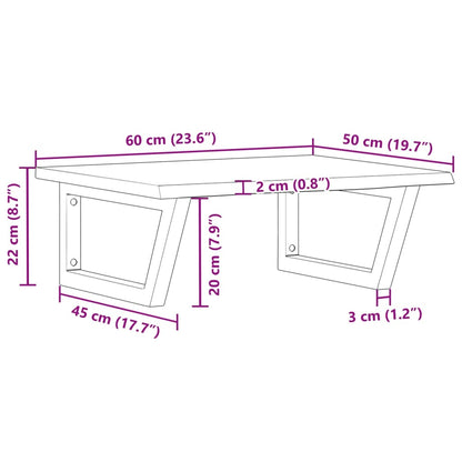 Basin Shelf Wall Mounted Steel and Solid Wood Oak