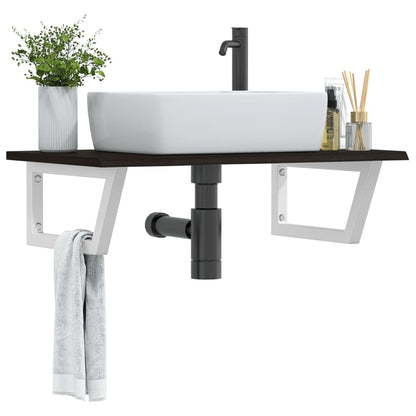 Basin Shelf Wall Mounted Steel and Solid Wood Oak