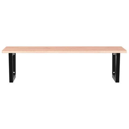 Basin Shelf Wall Mounted Steel and Solid Wood Oak