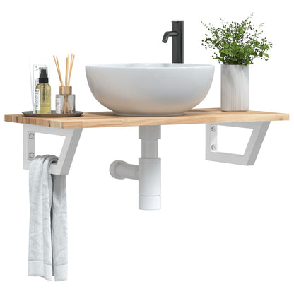 Basin Shelf Wall Mounted Steel and Solid Wood Acacia