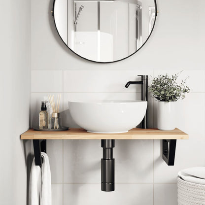 Basin Shelf Wall Mounted Steel and Solid Wood Acacia