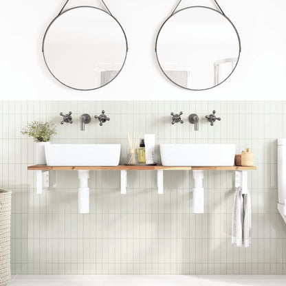 Basin Shelf Wall Mounted Steel and Solid Wood Acacia