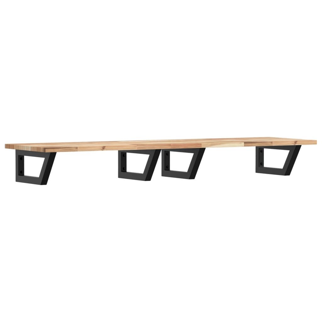 Basin Shelf Wall Mounted Steel and Solid Wood Acacia