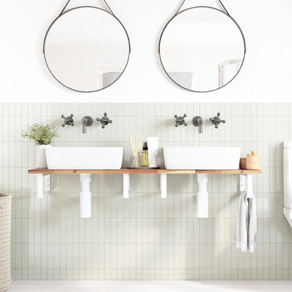 Basin Shelf Wall Mounted Steel and Solid Wood Acacia