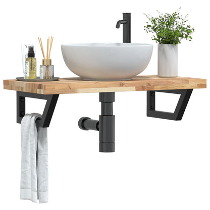 Basin Shelf Wall Mounted Steel and Solid Wood Acacia