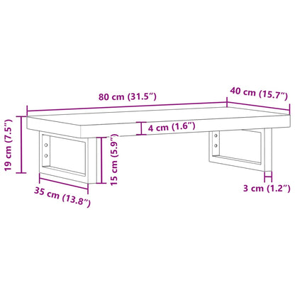 Basin Shelf Wall Mounted Steel and Solid Wood Acacia