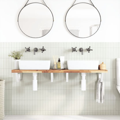 Basin Shelf Wall Mounted Steel and Solid Wood Acacia