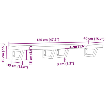 Basin Shelf Wall Mounted Steel and Solid Wood Acacia