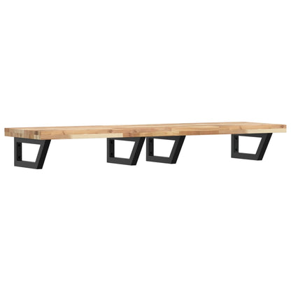 Basin Shelf Wall Mounted Steel and Solid Wood Acacia