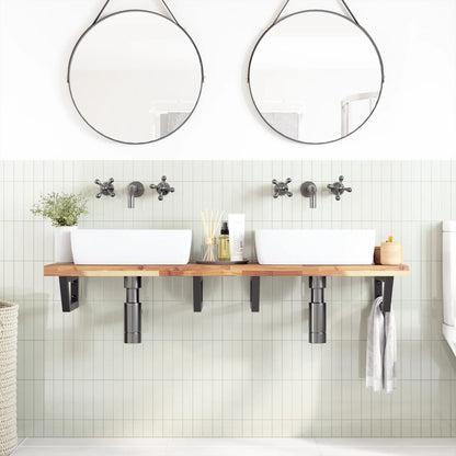 Basin Shelf Wall Mounted Steel and Solid Wood Acacia