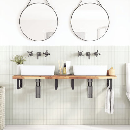 Basin Shelf Wall Mounted Steel and Solid Wood Acacia