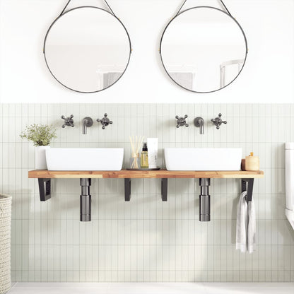 Basin Shelf Wall Mounted Steel and Solid Wood Acacia
