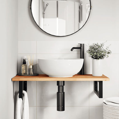 Basin Shelf Wall Mounted Steel and Solid Wood Acacia