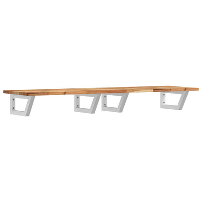 Basin Shelf Wall Mounted Steel and Solid Wood Acacia