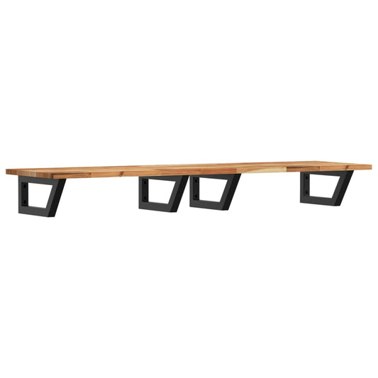 Basin Shelf Wall Mounted Steel and Solid Wood Acacia