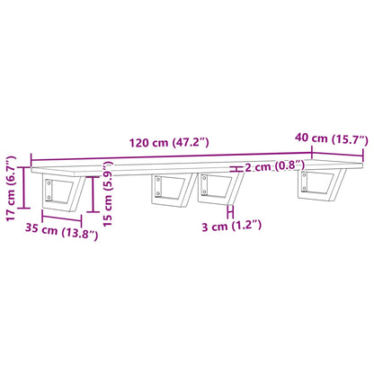 Basin Shelf Wall Mounted Steel and Solid Wood Acacia