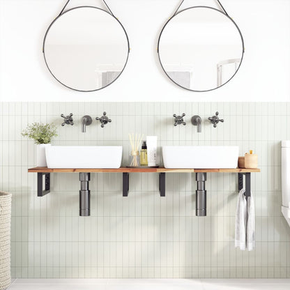 Basin Shelf Wall Mounted Steel and Solid Wood Acacia