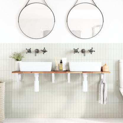 Basin Shelf Wall Mounted Steel and Solid Wood Acacia