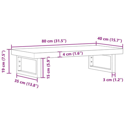 Basin Shelf Wall Mounted Steel and Solid Wood Acacia